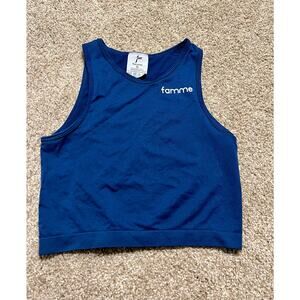 Famme Seamless Blue Crop Top Athletic Tank Small